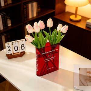 Vase porte-livres en acrylique transparent pré-assemblé, design moderne et minimaliste, vente en gros directe d'usine pour la décoration intérieure - Product Image 4