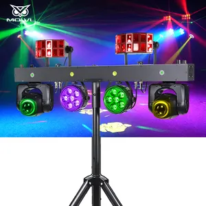 Luce da palco DJ Party Disco Bar 4 pz 12x1w RGBW 4 in1 LED a testa mobile Par effetto luce con supporto per treppiede