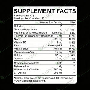 VitaHall Pre Workout Powder Private Label Bulk <strong>Pure</strong> Natural Creatine Monohydrate <strong>BCAA</strong> Muscle Growth Energy 10g Per - Product Image 6