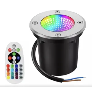 Lámparas LED subterráneas impermeables para exteriores, luz RGB con mando a distancia de 10W, 12V y 24V, para suelo de jardín, camino, Parque y suelo