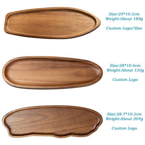 Nampan kayu Solid, Penyimpanan Peralatan makan Desktop, nampan kecil kayu Acacia Premium teh buah makanan ringan kacang makanan penutup - Product Image 2