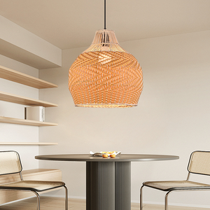 Lustre suspendu moderne en rotin pour hôtel - Product Image 6