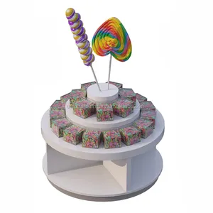 Round shape candy counter modern candy display stand attractive white candy store furniture with lollipop stand for sale
