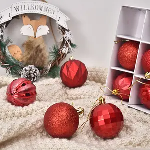 Set of 6pcs/12pcs Christmas Tree Hanging Decorations 12cm Plastic Christmas Ball Paper Boxes for Festive Holiday Decorations