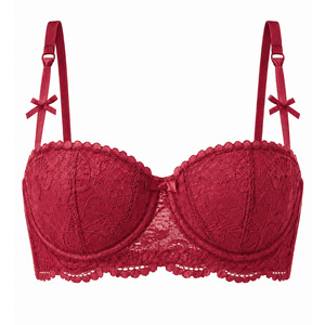 Soutien-gorge push-up en dentelle avec bretelles à nœuds rouge, blanc, noir, lingerie sexy pour femmes - Product Image 5