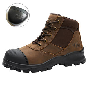 ZG-L602 Stivali di Sicurezza Australiani in Pelle Crazy Horse, Resistenti all'Olio e all'Usura, Durevoli, per Esterni, Marroni, con Zip - Product Image 1