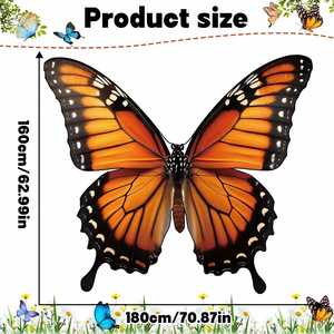 Promoción de Nuevo Producto 2025: Decoración de Fondo con Alas de Mariposa de Alta Calidad, Flor Monarca Naranja, para Fiesta de Cumpleaños, Poliéster - Product Image 2