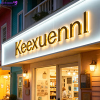 Enseigne lumineuse 3D personnalisée de luxe en acier inoxydable doré pour extérieur, logo rétroéclairé par LED pour la décoration de devanture de magasin de détail