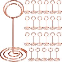 Porte-clips photo en forme de cercle avec base en spirale Porte-cartes avec numéro de table Supports Place Paper Menu Clips Vente en gros