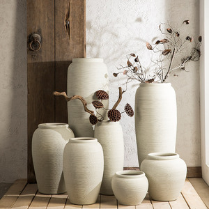 Vase en céramique de Jingdezhen, style nordique, pour salon, arrangement floral, fleurs séchées, <span class=keywords><strong>pot</strong></span> en céramique blanc pour le sol, moderne et simple - Product Image 2