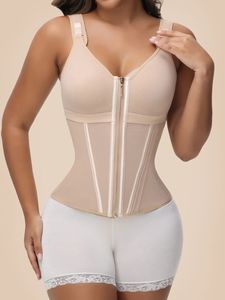 LANGQIN Femmes Sexy Sans Manches Bustier Top Shapewear Corsets Solid Color Straps Zippers Waist Cinchers Bodysuit Tops Slimming - Product Image 2
