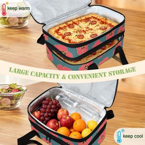 OEM Custom Logo Hawaiian Hau Flower 2-layer Insulated Food Bag Double Casserole Pans Pizza Carrier Cooler Bag for Picnic - Product Image 6