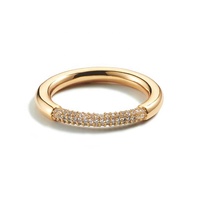 Gemnel accessoires de tous les jours, bracelet doré étincelant de haute qualité, bague simple en argent 925 pour filles