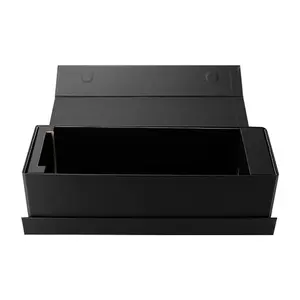Luxury Black Matte Rigid Customized Folding Magnet Paper Box Wine Bottle Box Packaging