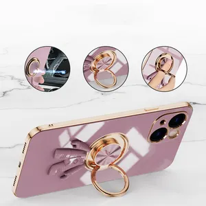 Astronaut Plating 6D Luxe Ring Houder Telefoon Case Voor Xiaomi 12 Redmi 11 Pro Note 10 9 5G Lens bescherming Silicone Cover