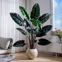 Grande décoration végétale bionique d'intérieur pour salon, plante artificielle à feuilles larges simulées, oreille d'éléphant, pour mariage et Noël