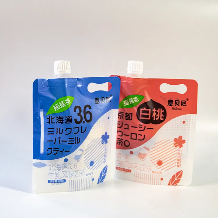Maleta para suco líquido de bebidas, embalagem personalizada transparente para suco líquido gelatina de frutas