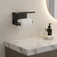 Porte-serviettes mural carré moderne en acier inoxydable avec étagère pour téléphone Garantie 1 an