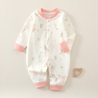 Combinaison pour bébé, nouveau-né, unisexe, en coton pur, manches longues, imprimé girafe et arbre, double boutonnage, pyjama printemps/automne