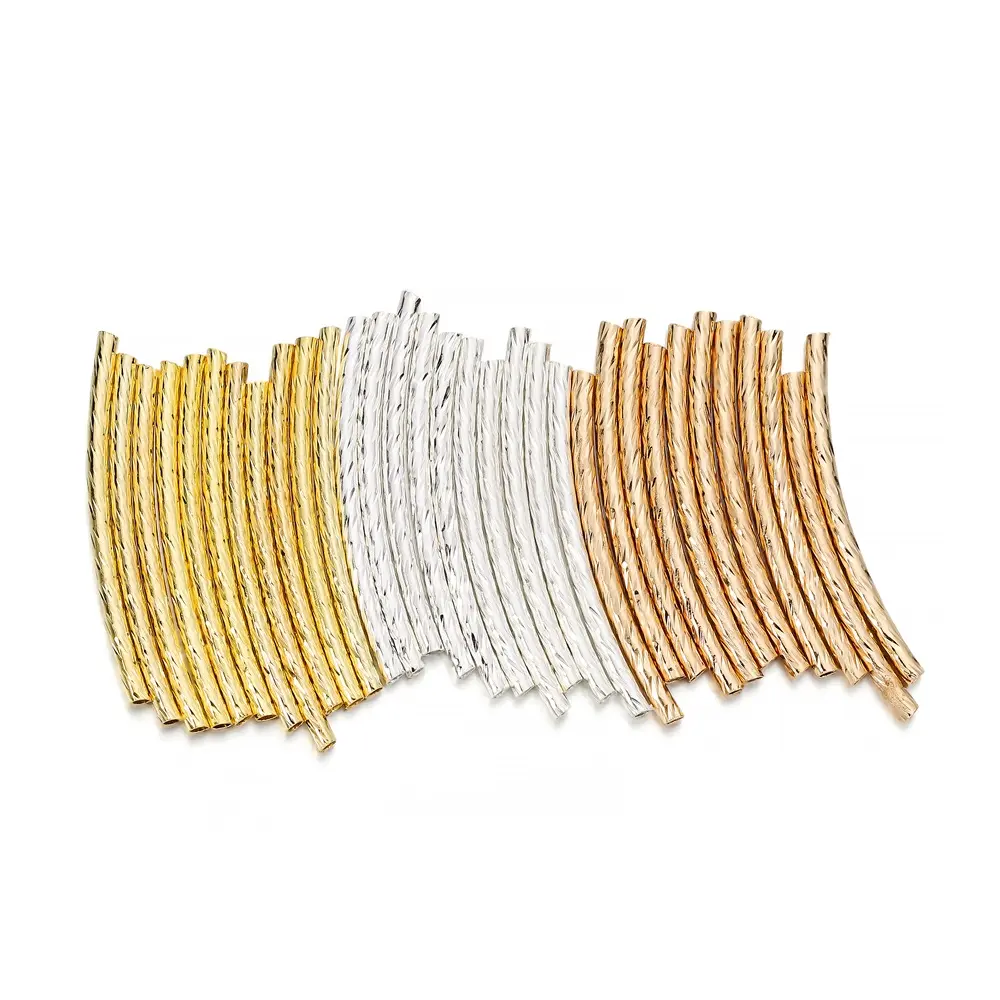 25-30 mm Stripe Copper Curve Tube Spacer Beads Connectors For DIY Jewelry Making Bracelet Necklace Accessories