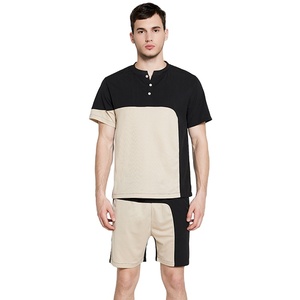 ชุดวอร์มแขนสั้นสำหรับผู้ชาย,ชุดเสื้อแขนสั้นบล็อกสีสำหรับฤดูร้อน - Product Image 1