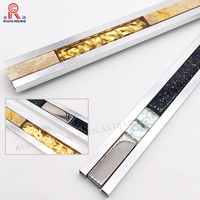 Carrelage de pierre décorative en marbre, bordure jaune, mosaïque italienne, céramique Led, Design de sol en marbre clair, bordure de bord