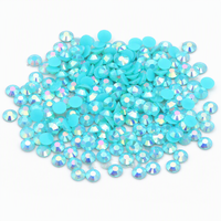 Strass en résine thermocollants Aqua AB irisés à dos plat, en vrac, pour ongles, coques de téléphone et artisanat
