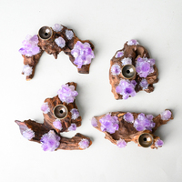 Nouveauté : Artisanat en Cristal de Guérison, Fleur d'Améthyste, Support en Bois pour Sphère de Cristal, pour la Décoration