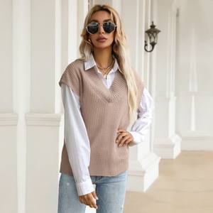 ขายส่งฤดูใบไม้ร่วงถักเสื้อกันหนาวผู้หญิงแขนกุดเสื้อกันหนาวเสื้อกั๊กเสื้อสวมหัว - Product Image 6