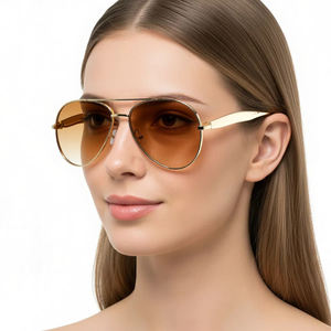 超大金属飞行员女士猫眼太阳镜 UV400 防护舒适时尚驾驶旅行墨镜 - Product Image 2