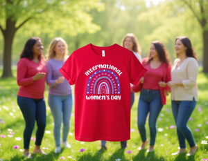 Maglietta per la Giornata Internazionale della Donna, T-Shirt Casual in Cotone con Stampa Arcobaleno, Vestibilità Regolare, Collo Tondo, Primavera-Estate - Product Image 2