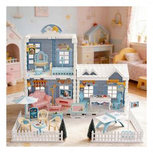 Ensemble de jeu interactif de maison de poupée en plastique avec meubles et accessoires : chambre, cuisine, salle de bain, balcon – Jouet DIY, cadeau pour enfants - Product Image 3