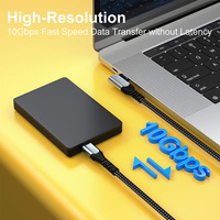 Cable de Extensión USB C LUNG KAY, Ángulo Recto, Cubierta de Nailon y PVC, USB3.1, Carga Rápida 5A 100W PD, Tipo C a USB C, Macho a Hembra