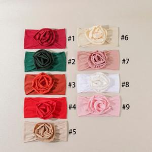 प्यारे बच्चे लड़की बच्चों के लिए रंगीन नायलॉन फूल लोचदार हेयर हेडबैंड थोक कपड़े पुष्प बाल सहायक उपकरण - Product Image 3