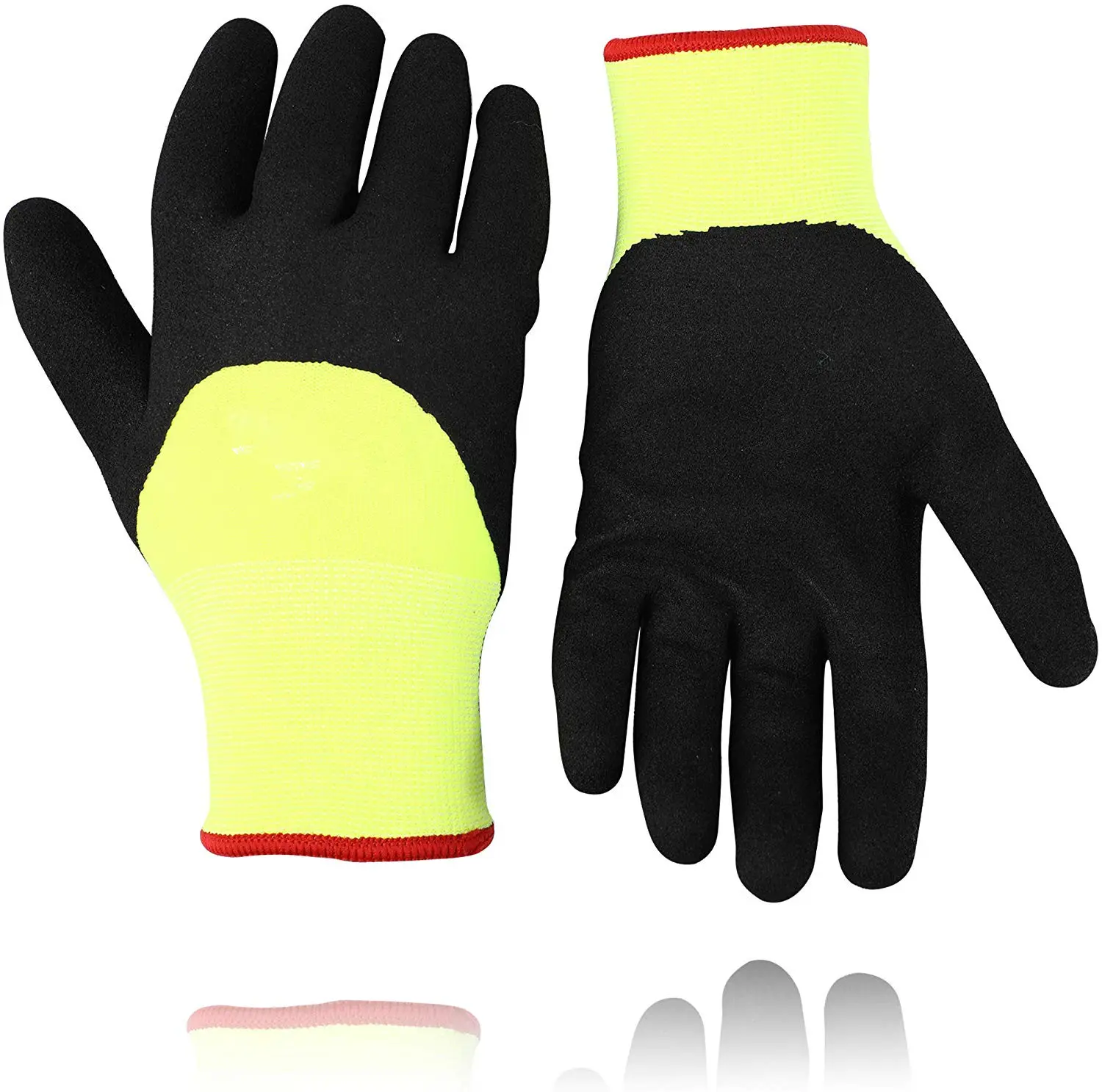 Firm Grip 3/4 Coated Winter Thermal Gloves Sandy Nitrile Coated Double Layer Insulated Work Gloves Warm Terry Loop Gloves