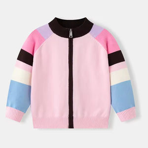 Cárdigan de Punto con Rayas de Arcoíris para Niñas, Primavera y Otoño 2026, Suéter Ligero, Elegante y Versátil de Algodón para Niños - Product Image 1