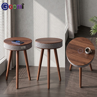 Table d'appoint multifonctionnelle avec chargeur sans fil, port USB, double haut-parleur, table d'appoint moderne, table de chevet pour la maison, la chambre à coucher, le salon