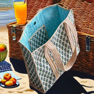 Quilted Cotton Tote <b>Bag</b> Block Printed <b>Boho</b> Shoulder Crossbody Large Reusable Eco-Friendly Grocery Market <b>Bag</b> for Daily Use - Product Image 1
