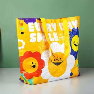 Custom Printed Logo Woven <b>Tote</b> Bag Waterproof Shopping Bag Custom Printing <b>Plastic</b> Environmental Bags - Product Image 2