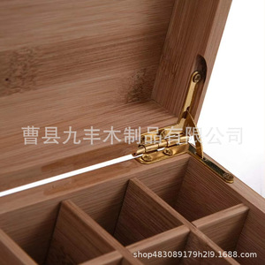 Bamboo Essential Oil Storage Box Rectangular Compartmentalized Portable Aromatherapy <b>Display</b> <b>Case</b> For Personal Care - Product Image 2