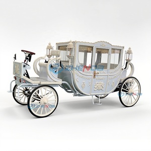 Calèche royale électrique blanche crème à 4 roues pour mariages et visites touristiques, véhicule de parc d'attractions en acier avec pneus pleins en caoutchouc - Product Image 1