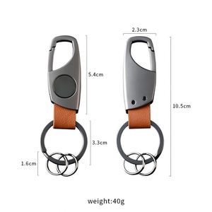 Creative Engraving Car Keychain Personalized Stainless Steel Mens Anti-lost Pendant Business Gift Leather Locking Key Chain Clip - Product Image 4