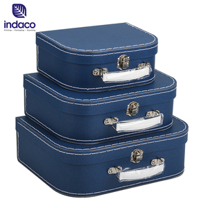 <b>Blue</b> wholesale baby paper suitcase paperboard <b>storage</b> <b>box</b> handle cardboard suitcase for toys - Product Image 1