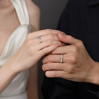 Bague de couple en argent S925 avec moissanite, breloques de luxe pour femme, bijoux de fiançailles, de mariage et de promesse