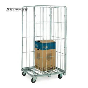 Heavy duty 2sided nestable galvanized roll cage roll container