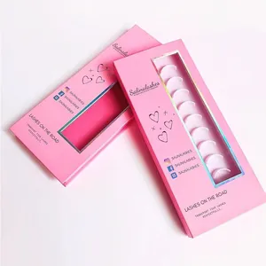 Luxury custom logo Pink color 10 pairs eyelash false lash paper eyelash packaging box