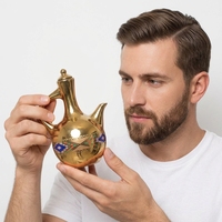 Jebena en céramique finition or et argent avec décor pour la cérémonie du café éthiopien