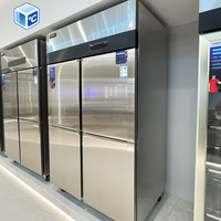 Congélateur commercial vertical en acier inoxydable à refroidissement direct, 4 portes, double température, pour cuisine professionnelle - Vente en gros