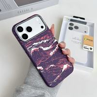 Nouvelle coque de téléphone magnétique anti-chute tendance 2026 avec motif montagne enneigée et texture fibre pour iPhone 18 17 16 15 Pro Max 17E