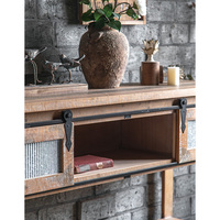 Table console rustique en bois massif et métal avec étagère pour salon, chambre, appartement - Design antique contemporain